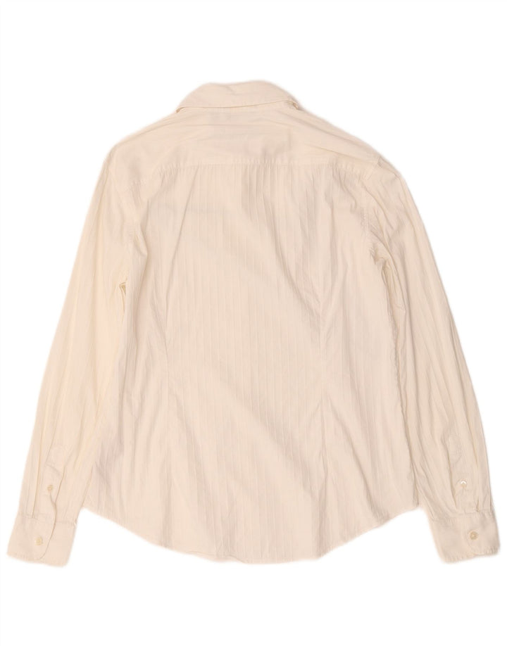 Massimo Dutti Damenhemd EU 42 Große weiß gestreifte Baumwolle