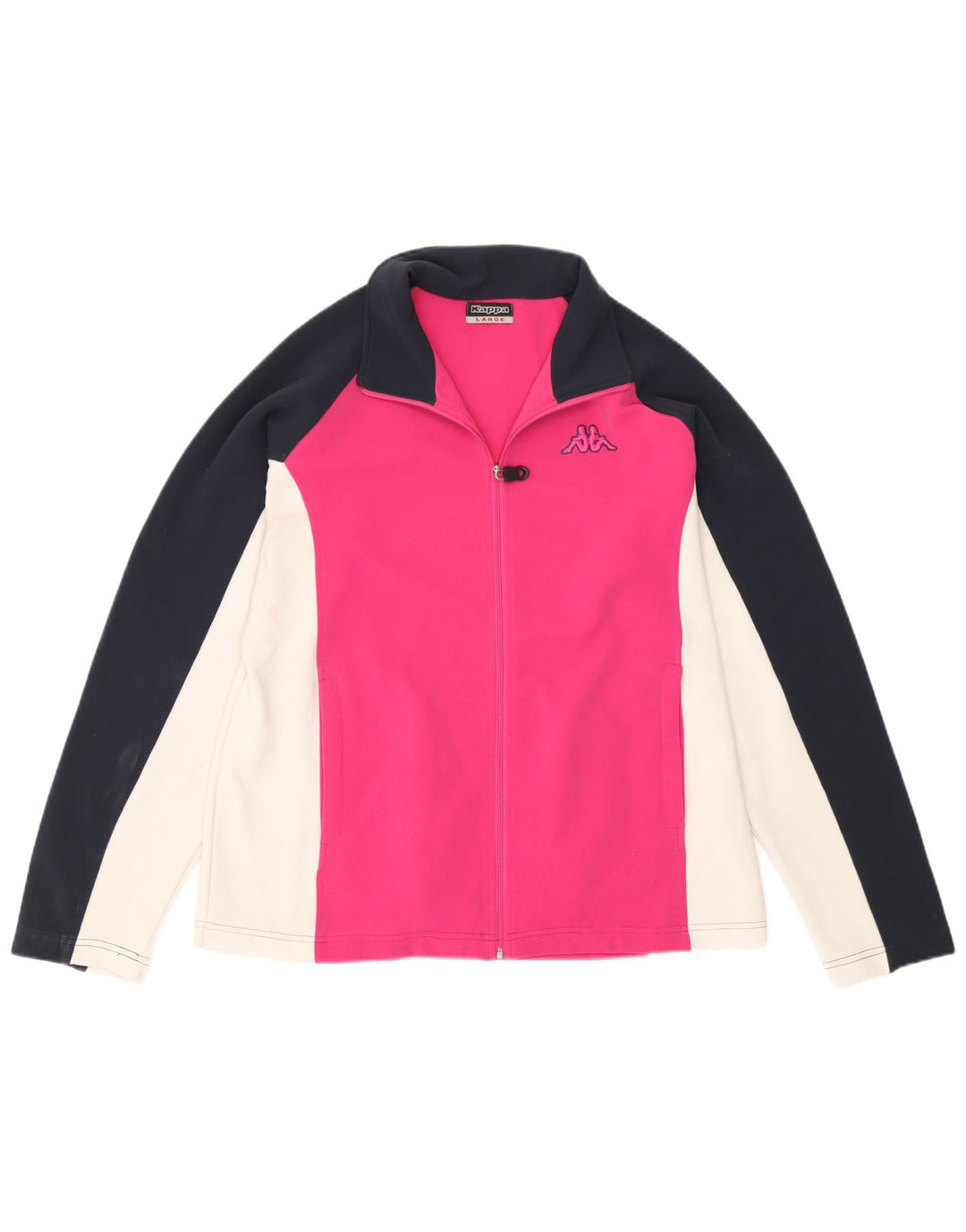 Kappa Damen-Trainingsanzug-Top-Jacke, UK 16, groß, rosafarbenes Farbblock-Polyester