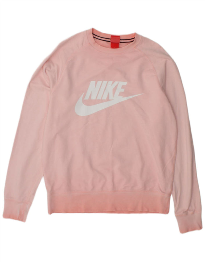 Nike Womens Graphic Sweatshirt Pullover UK 14 Mittelrosa Baumwolle