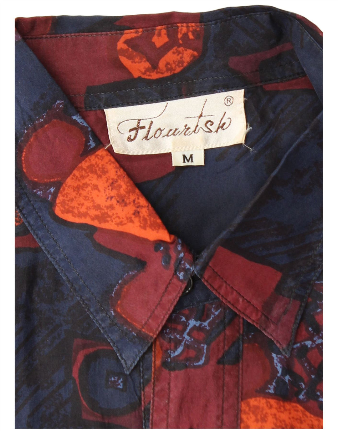 Vintage Herren Kurzarmhemd Medium Mehrfarbige geometrische Seide