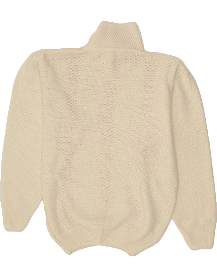 VINTAGE Womens Turtle Neck Jumper Sweater UK 14 Large Beige Vintage Vintage and Second-Hand Vintage from Messina Hembry 