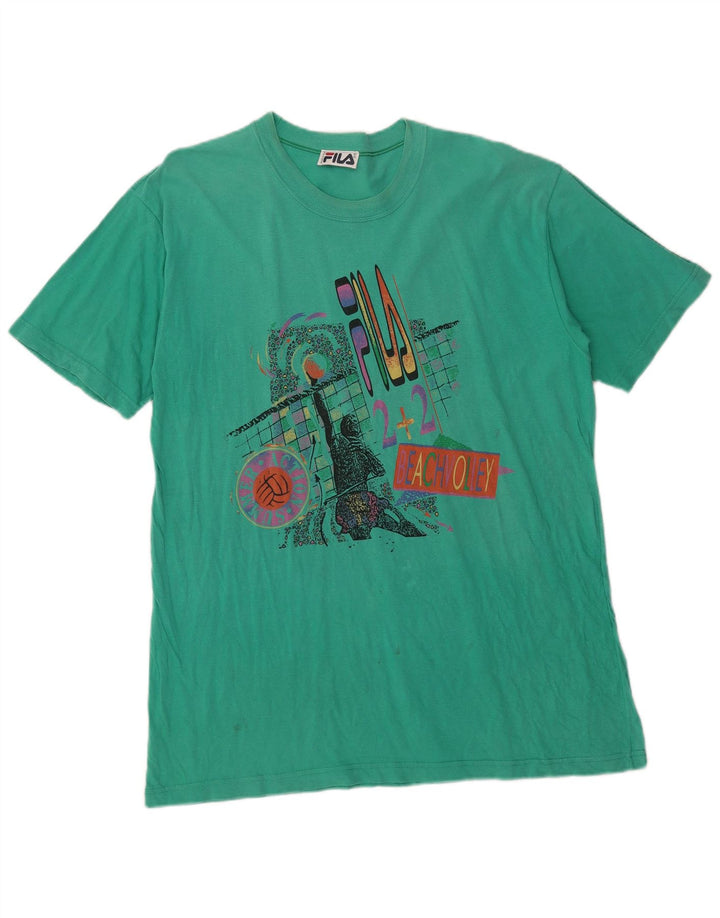 Fila Herren Grafik T-Shirt Top XL Grün
