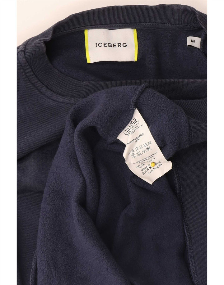 Iceberg Herren Grafik-Sweatshirt-Pullover, mittelmarineblaue Baumwolle