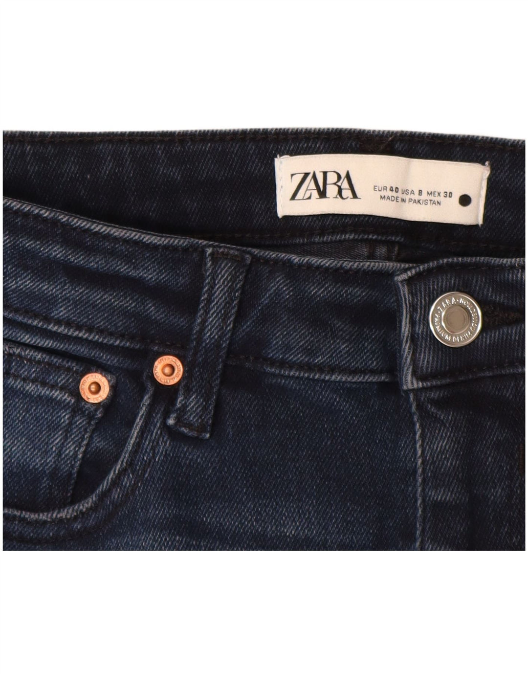 ZARA Damen Skinny Jeans EU 40 Medium W30 L27 Marineblau Baumwolle