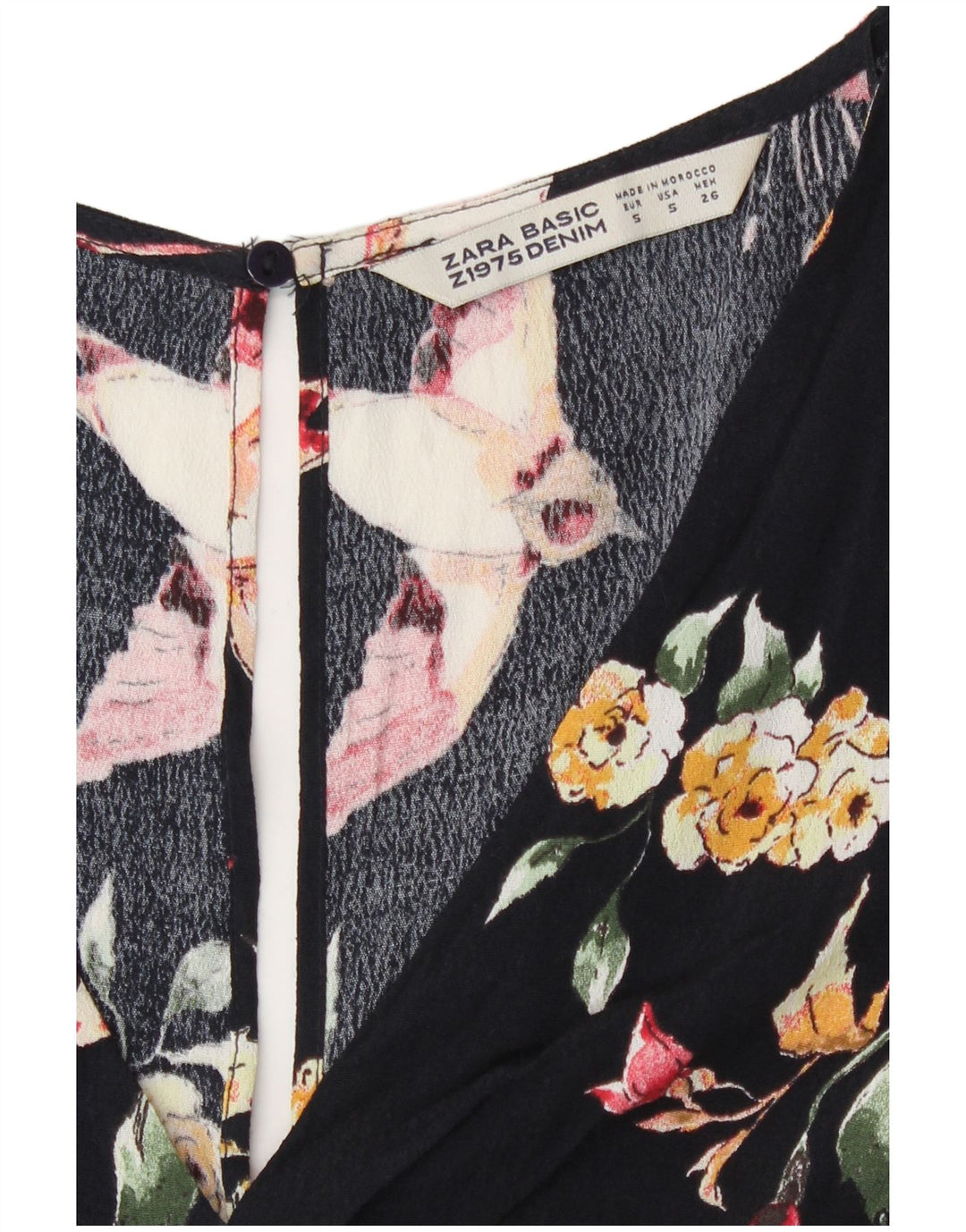 Zara Womens Playsuit UK 10 Small Schwarz geblümte Viskose