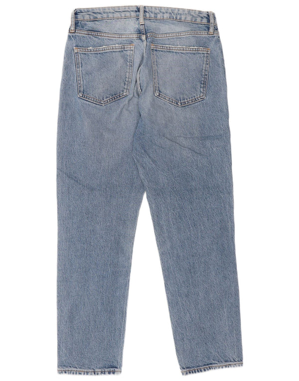 Zara Damen Distressed High Waist Jeans EU 38 Small W28 L26 Blaue Baumwolle