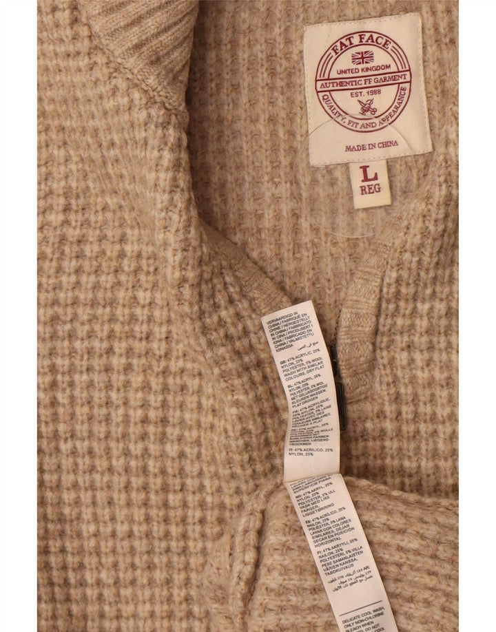 Fat Face Herren-Pullover mit Reißverschluss am Hals, großes Beige, Acryl