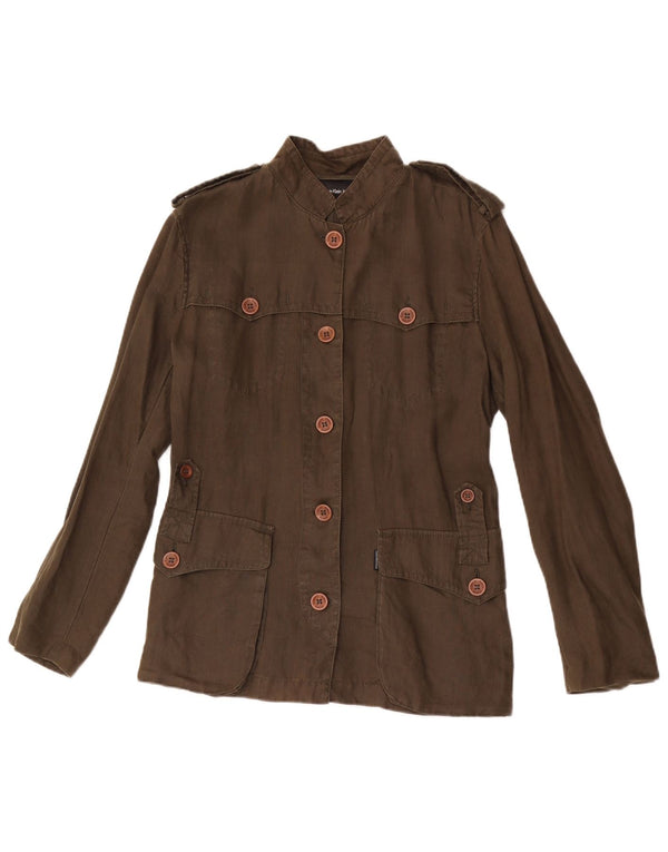 Calvin Klein Jeans Damen Overshirt Military Shirt Medium Khaki Leinen