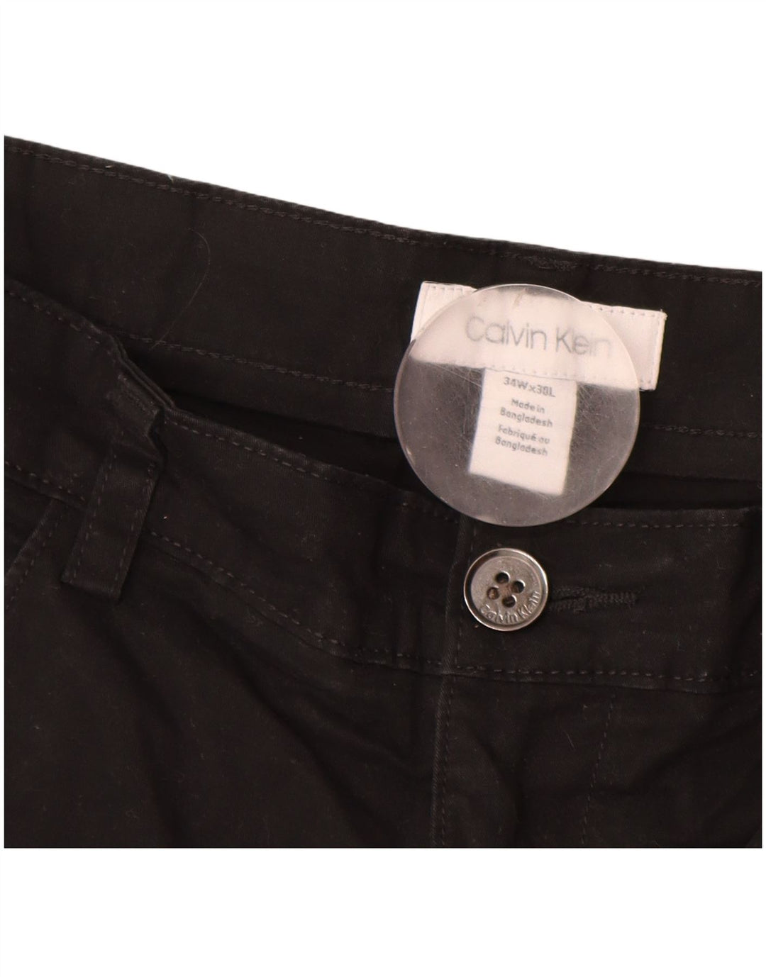 CALVIN KLEIN Herren gerade Freizeithose W34 L30 schwarze Baumwolle