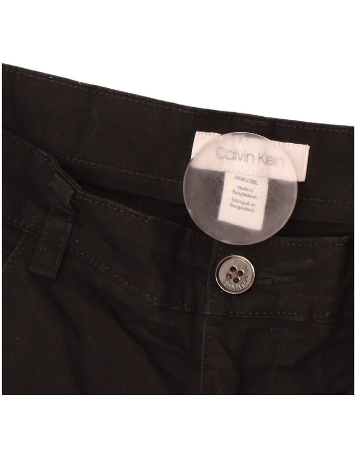CALVIN KLEIN Herren gerade Freizeithose W34 L30 schwarze Baumwolle