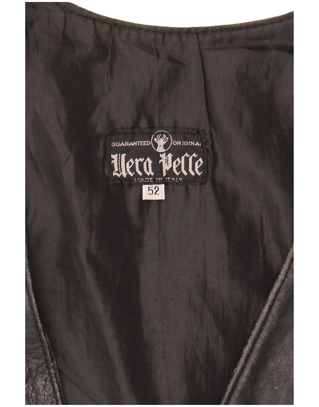 VINTAGE Herren Lederweste IT 52 Großes schwarzes Leder