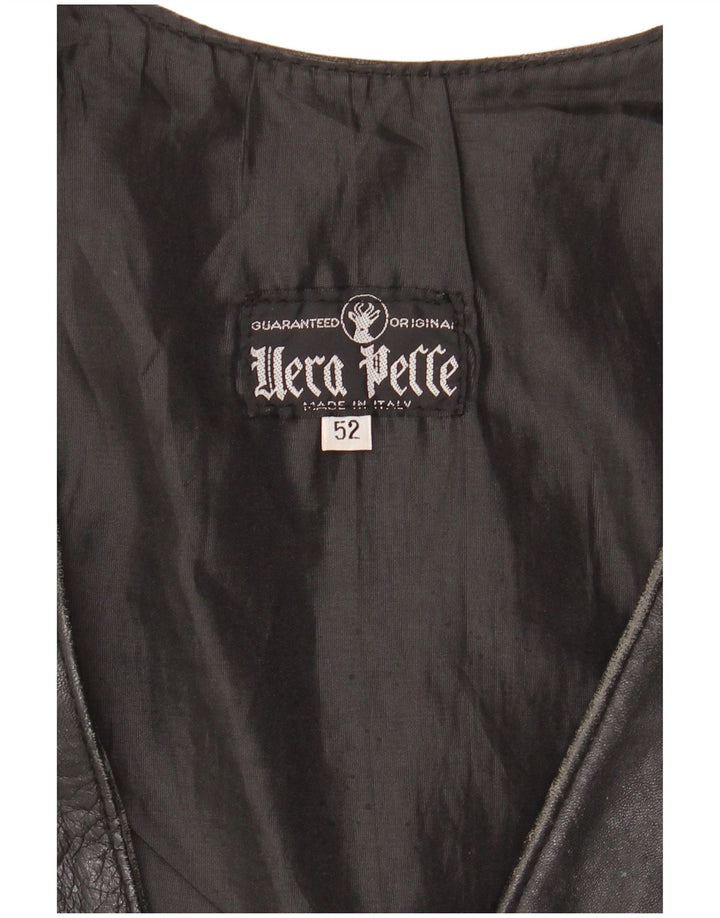 VINTAGE Herren Lederweste IT 52 Großes schwarzes Leder
