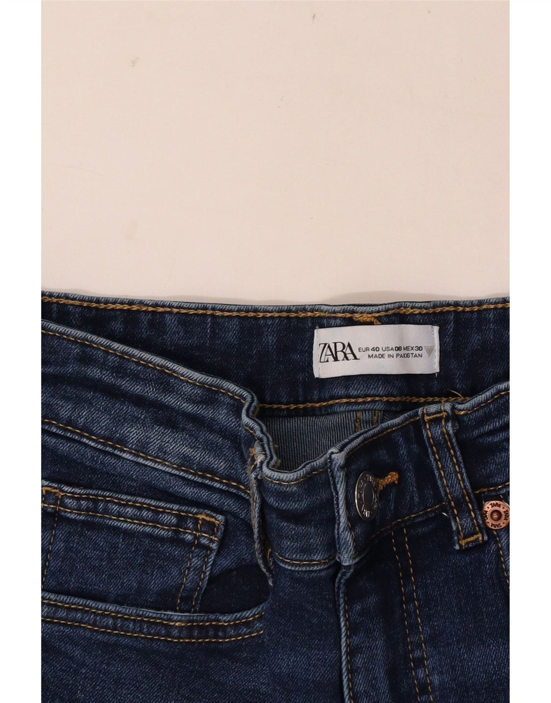 Zara Damen Crop Flared Jeans EU 40 Medium W30 L25 Marineblau