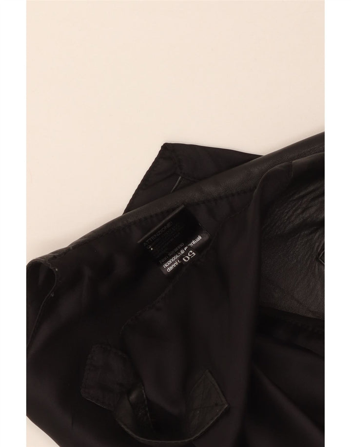 Vintage Herren Lederweste IT 50 Großes schwarzes Leder