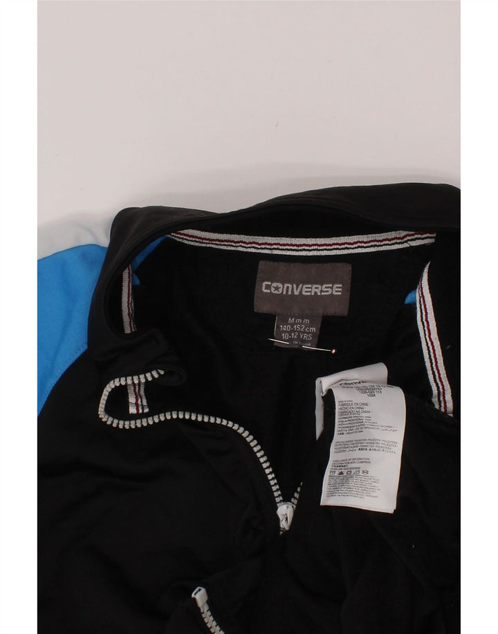 CONVERSE Jungen-Trainingsanzug-Top-Jacke, 10–11 Jahre, Mittelschwarz, Farbblock