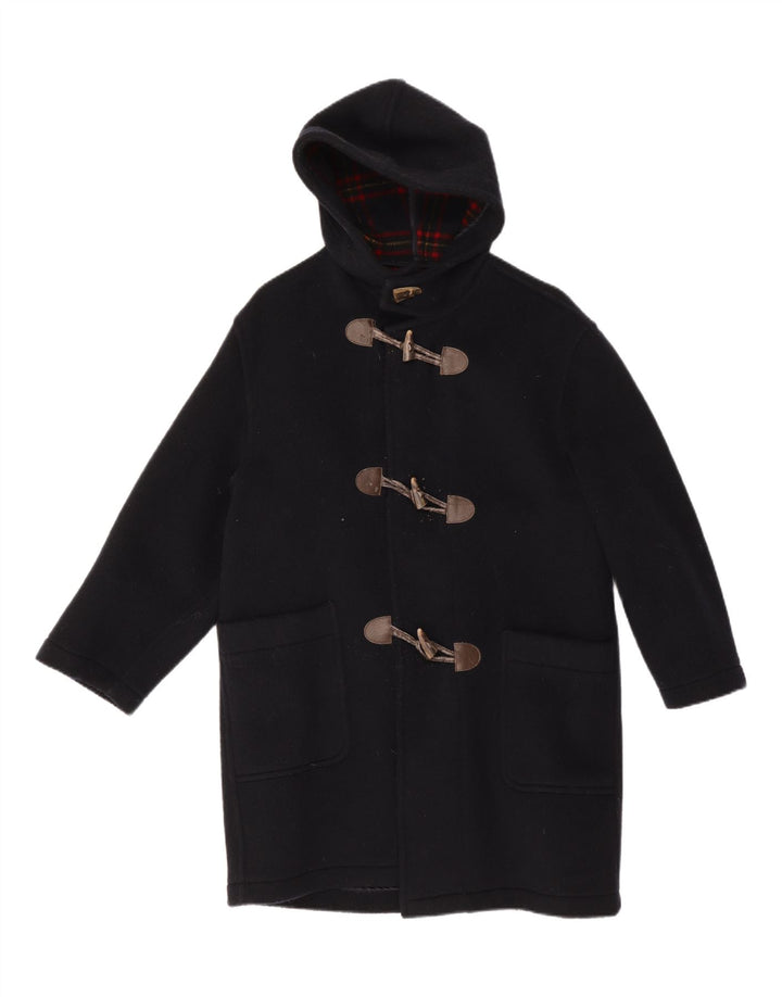 Vintage Herren Dufflecoat mit Kapuze UK 38 Mittelmarineblaue Schurwolle