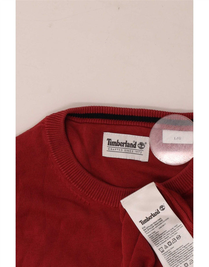 Timberland Herren-Pullover mit Rundhalsausschnitt, groß, rote Baumwolle