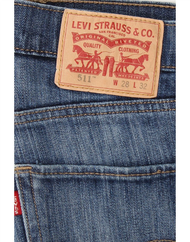 Levi's Herren 511 Distressed Slim Jeans W28 L29 Blaue Baumwolle