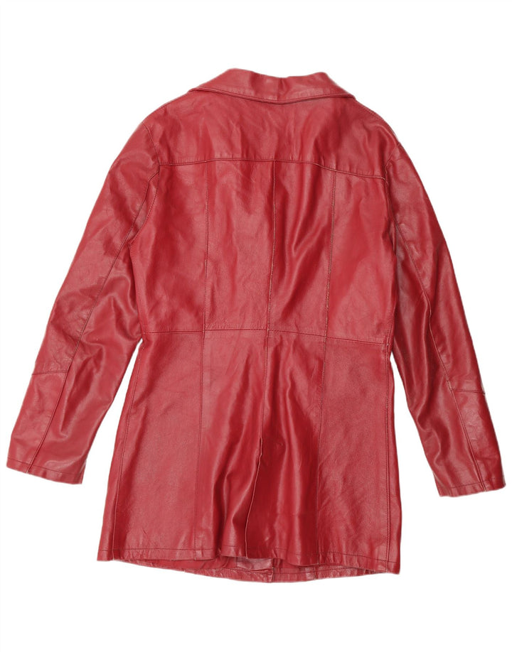 Vintage Damen Ledermantel UK 18 XL Rotes Leder