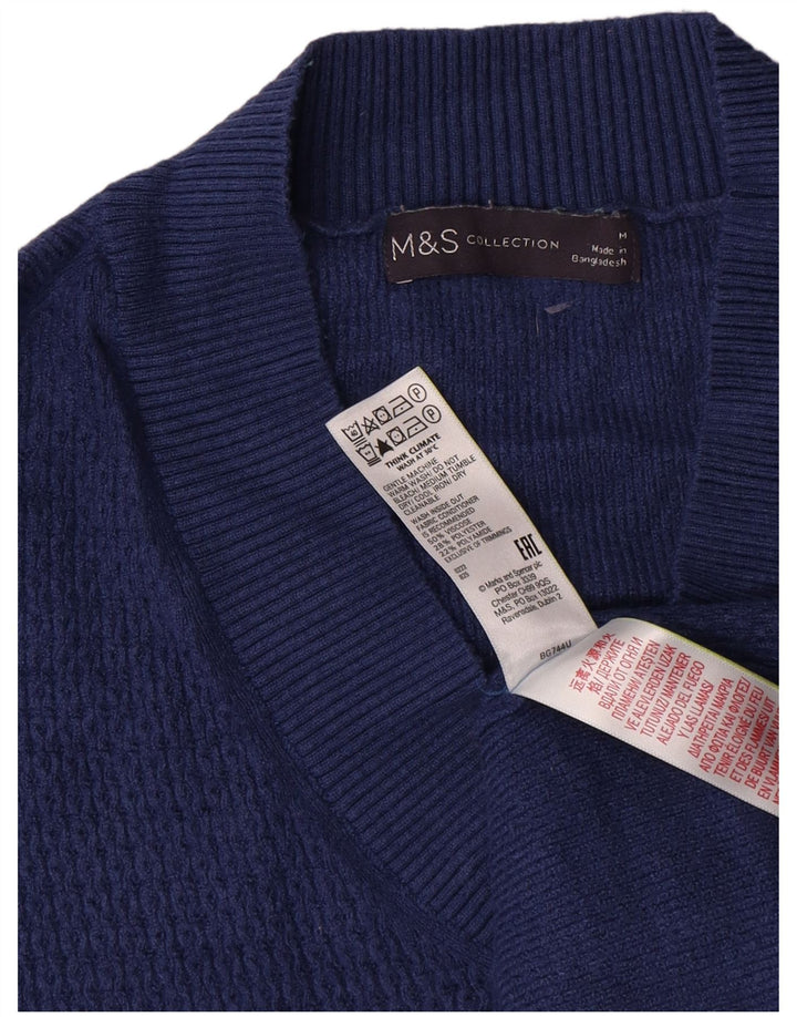 Marks & Spencer Herren-Pullover mit V-Ausschnitt, mittelblaue Viskose