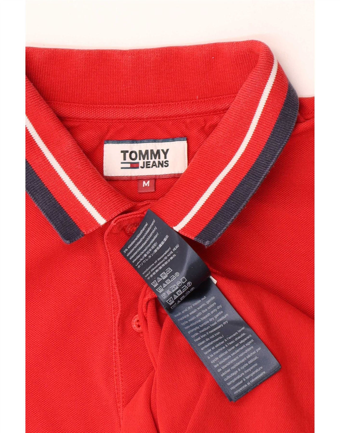 Tommy Hilfiger Herren-Poloshirt, mittelrot, gestreift, Baumwolle
