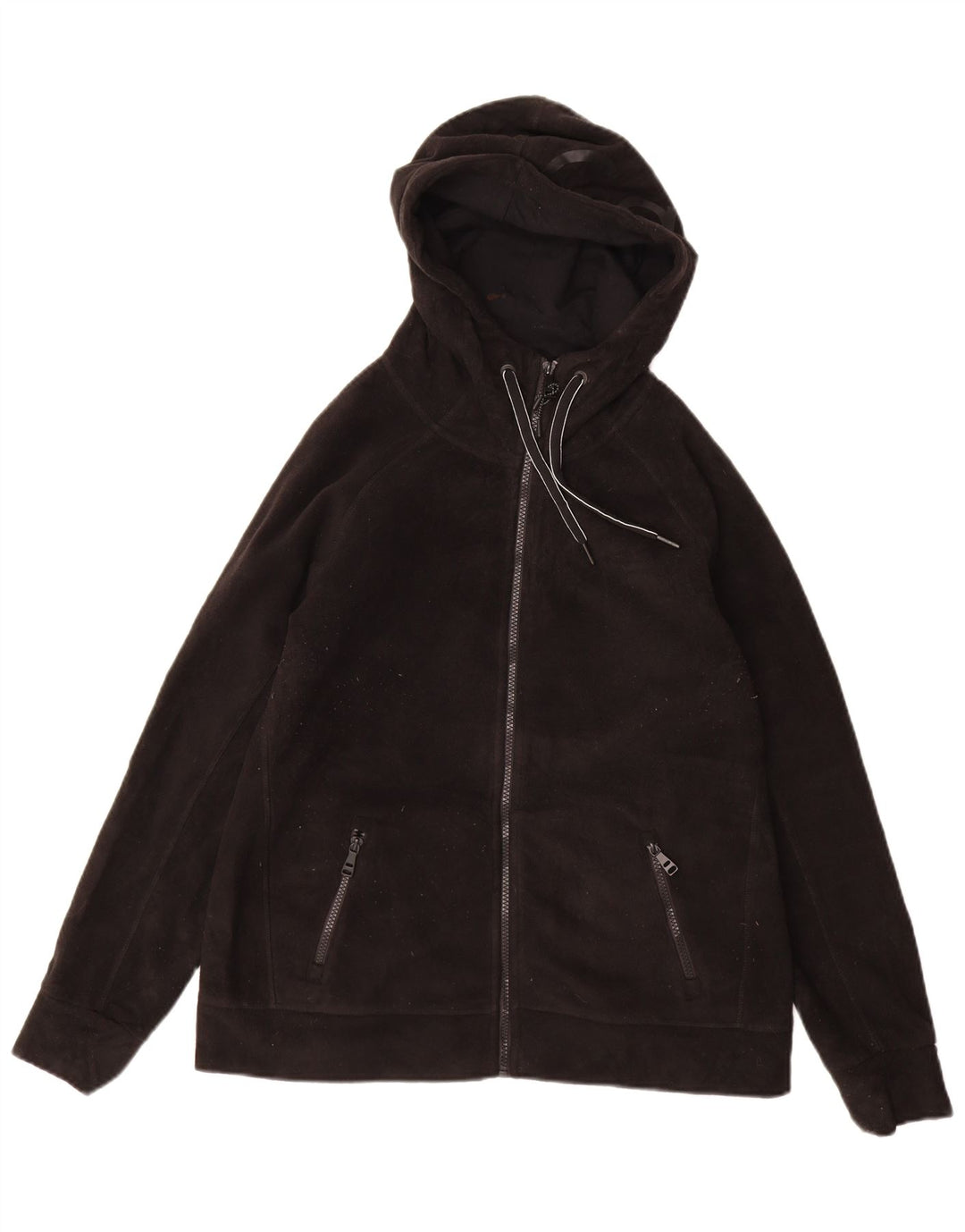 CALVIN KLEIN Damen Fleecejacke mit grafischer Kapuze, UK 14, mittelschwarz