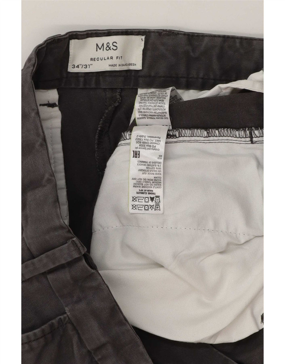Marks & Spencer Herren-Chinohose mit normaler Passform, W34 L30, graue Baumwolle