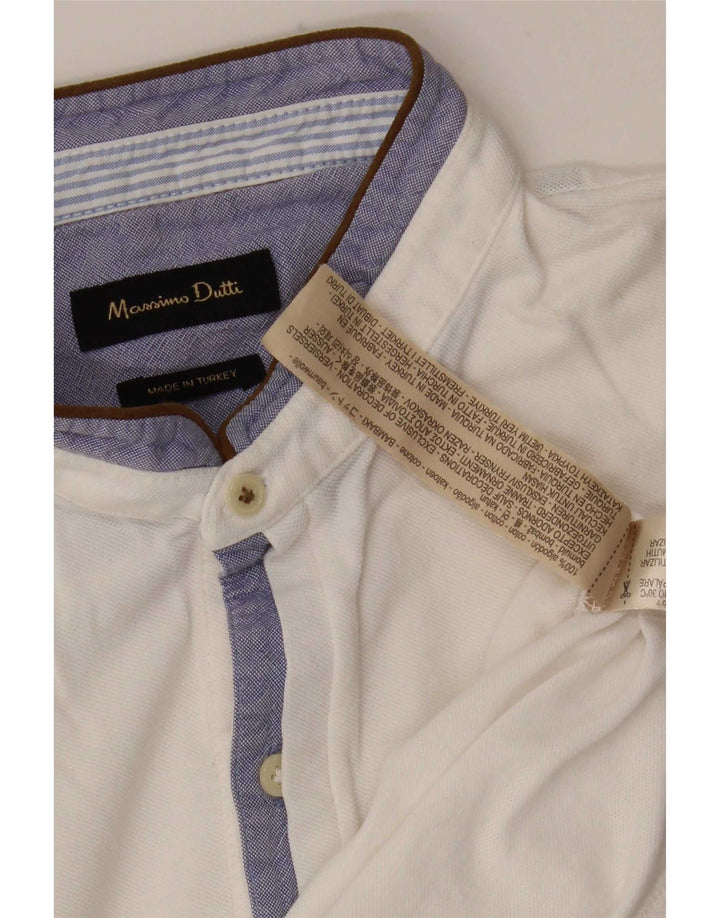 Massimo Dutti Herren-Poloshirt aus mittelweißer Baumwolle