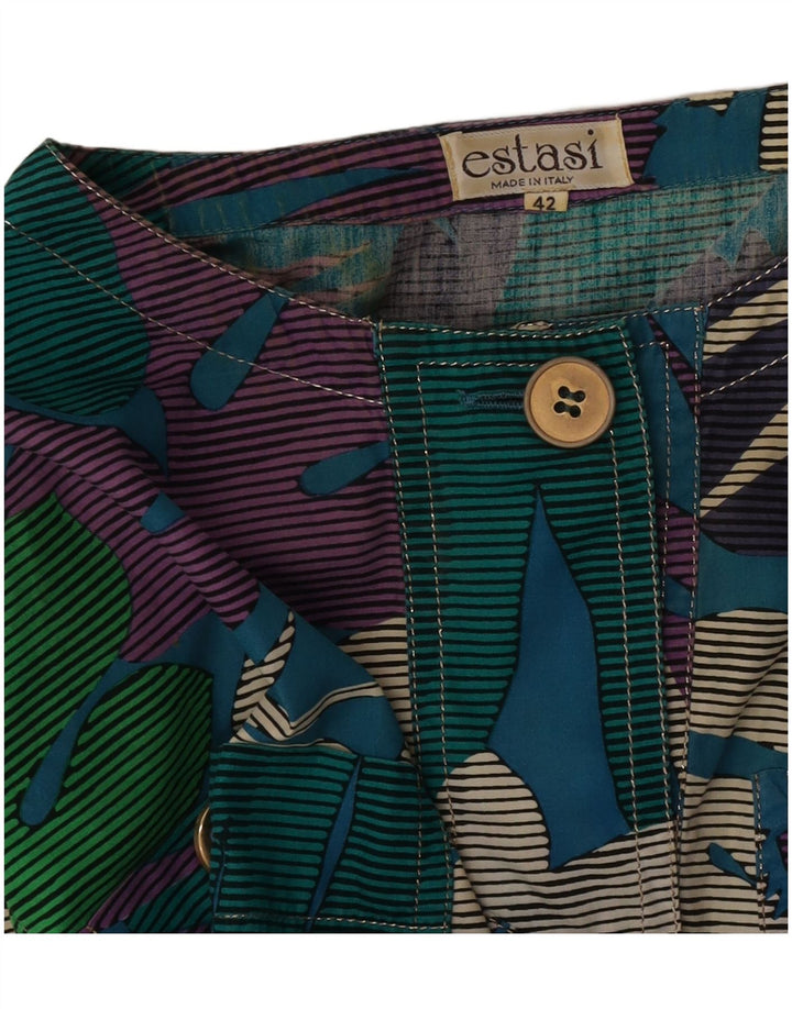 Vintage Damen Crop 3/4 Ärmel Bluse Top IT 42 Medium Mehrfarbig geblümt