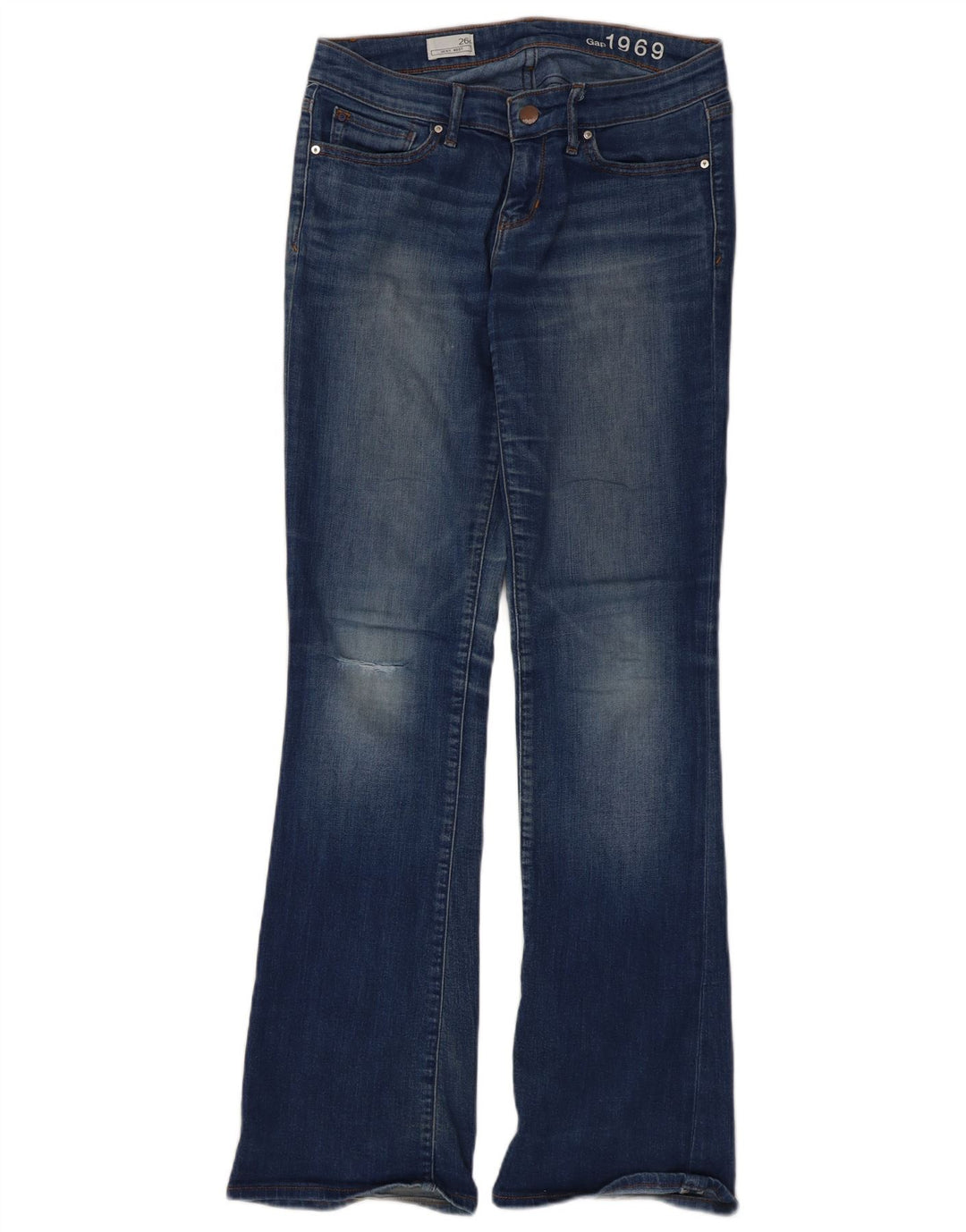 Gap Damen Sexy Distressed Bootcut Jeans W26 L31 Blaue Baumwolle
