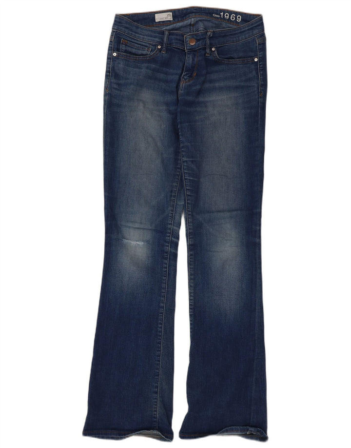 Gap Damen Sexy Distressed Bootcut Jeans W26 L31 Blaue Baumwolle