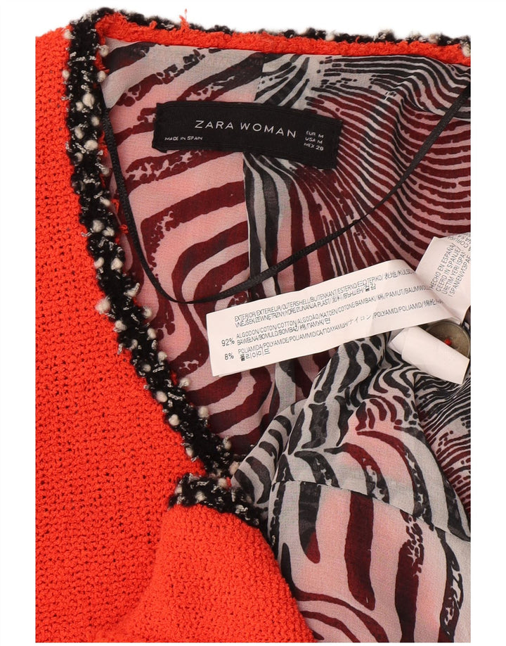 Zara Damen-Strickblazer mit 4 Knöpfen, UK 12, Mittelorange, Baumwolle