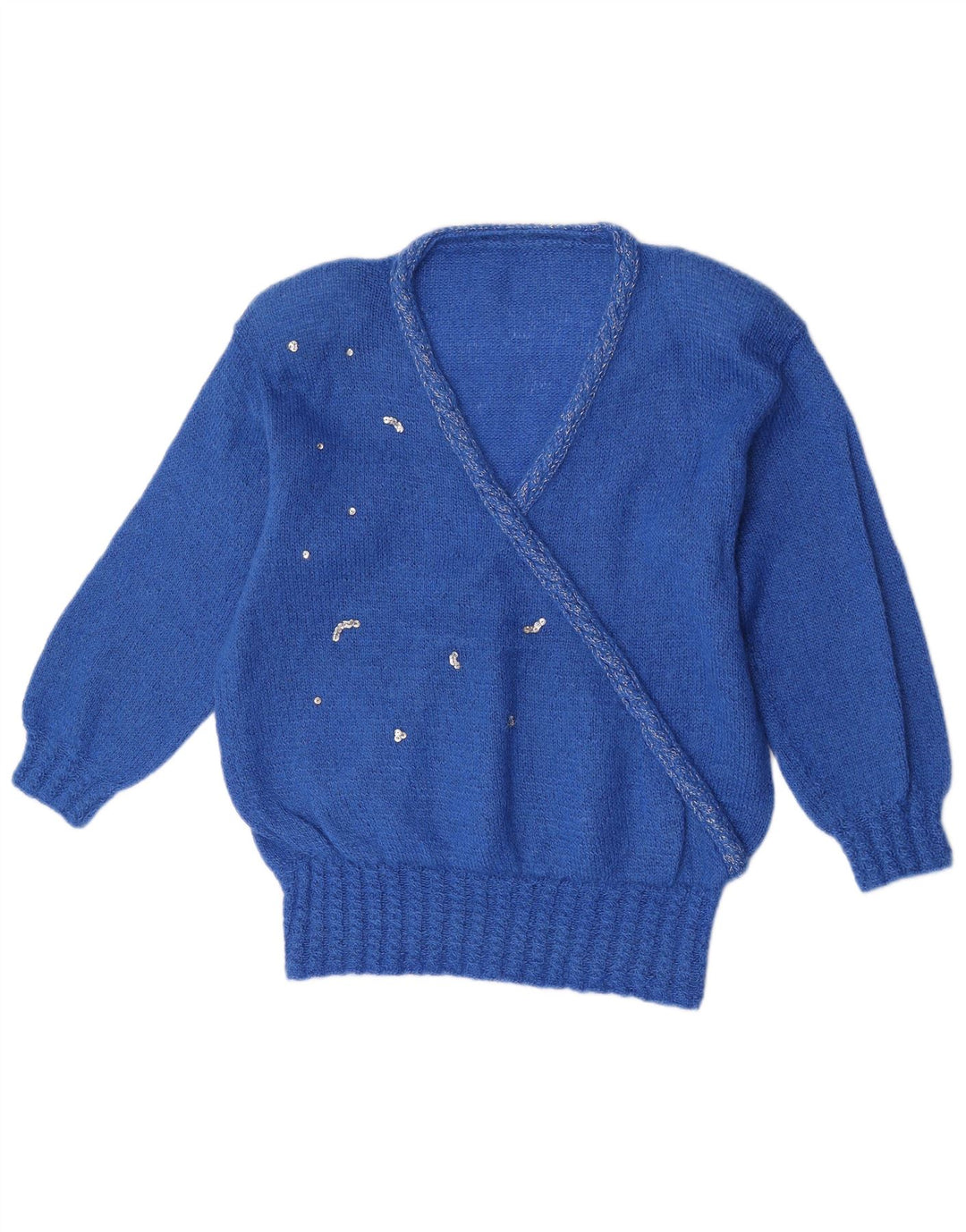 Vintage Damen V-Ausschnitt Pullover Pullover UK 14 Groß Blau