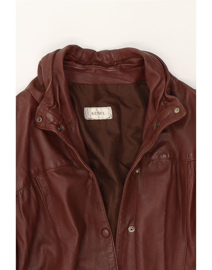 GENEL Womens Leather Coat UK 20 2XL Brown Leather Vintage Genel and Second-Hand Genel from Messina Hembry 