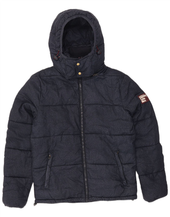 Superdry Herren-Jacke mit Kapuze, gepolstert, UK 40, Größe L, Marineblau, Polyester