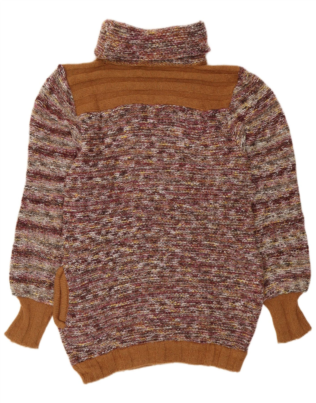 VINTAGE Damen Rollkragenpullover Pullover UK 14 Medium Mehrfarbig gestreift