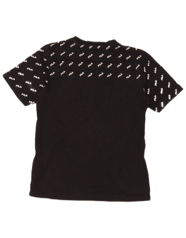 Fila T-Shirt mit Grafik für Jungen, 12–13 Jahre, schwarze Baumwolle