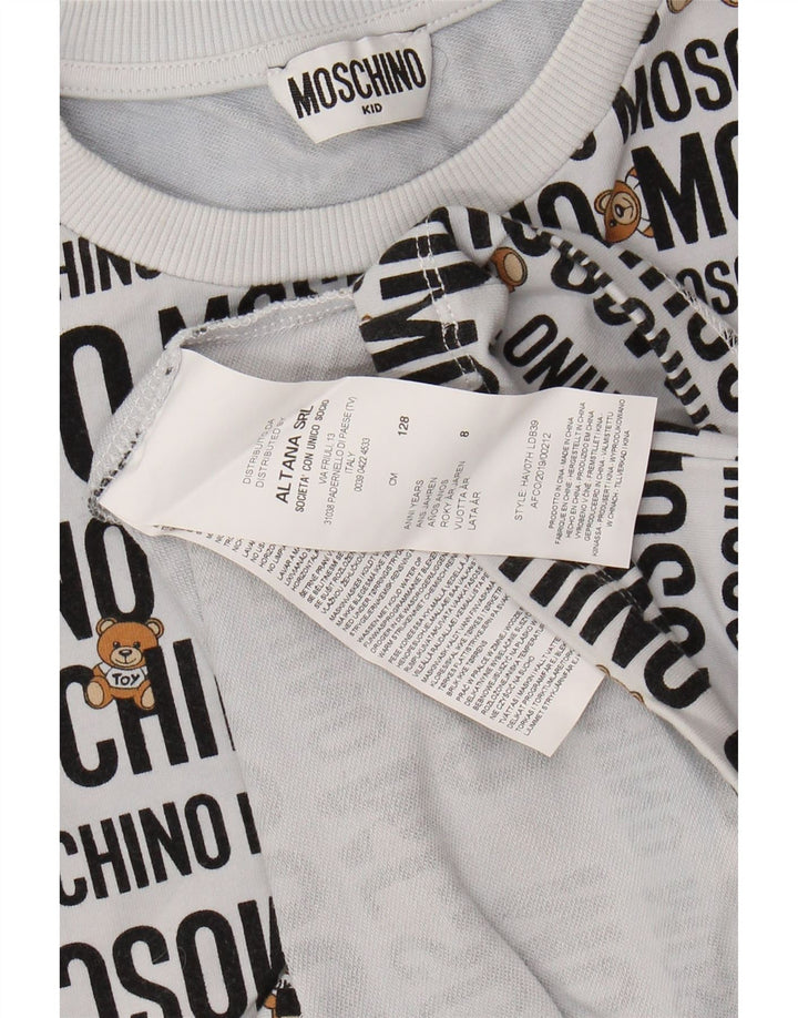 MOSCHINO Grafik-T-Shirt-Oberteil für Mädchen, 7–8 Jahre, graue Baumwolle