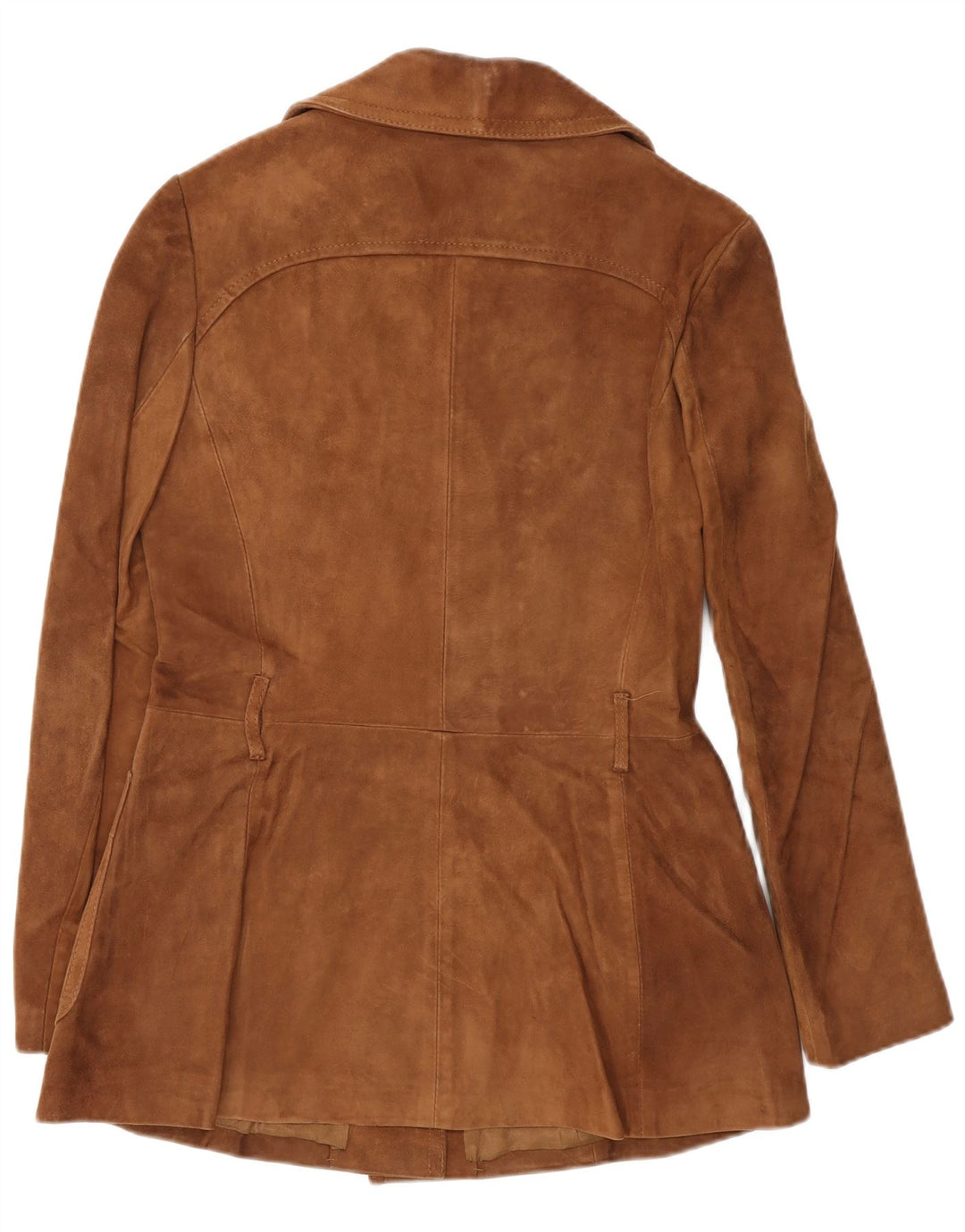 Vintage Damen 3-Knopf-Wildleder-Blazerjacke IT 46 Großes braunes Leder