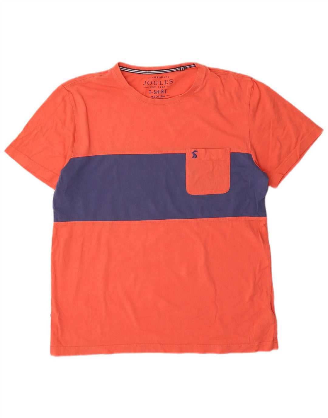 Joules Herren-T-Shirt-Oberteil aus mittelorangefarbener Colourblock-Baumwolle