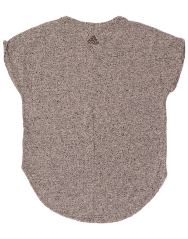 Adidas Damen Climalite T-Shirt Top UK 16/18 Große grau gefleckte Baumwolle