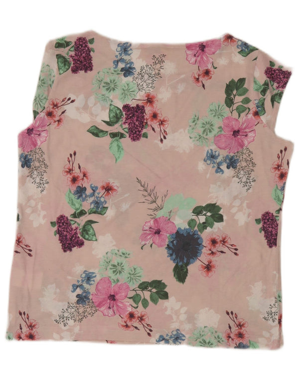 Alessa W Damen Ärmelloses Trägershirt UK 16 Large Pink Floral Cotton