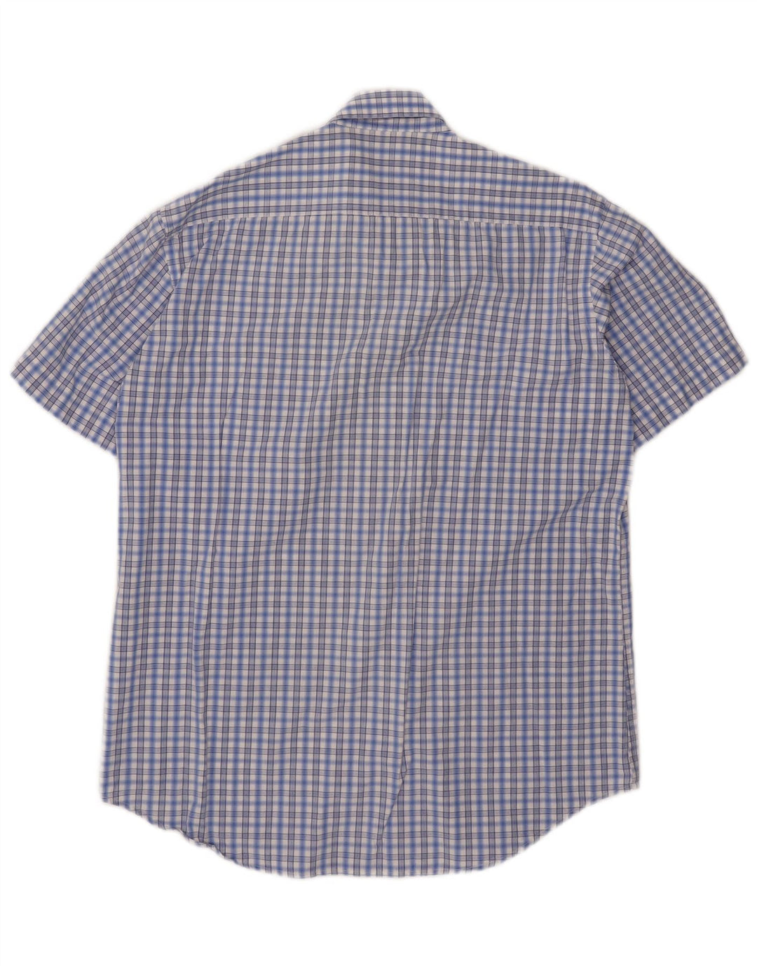 Carrera Herren-Kurzarmhemd, groß, blau kariert, Baumwolle