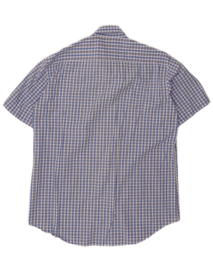 Carrera Herren-Kurzarmhemd, groß, blau kariert, Baumwolle
