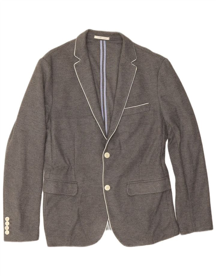 Zara Herren-Blazer mit 2 Knöpfen, EU 52, große graue Baumwolle