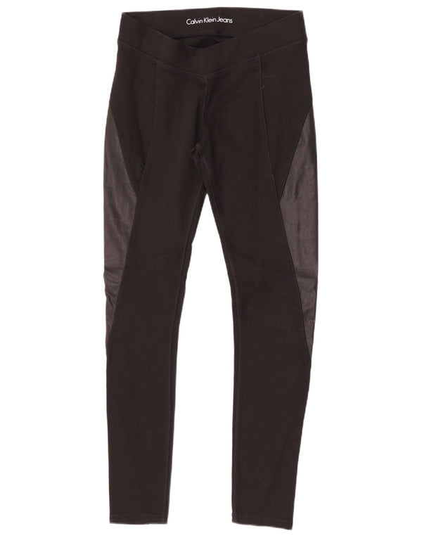 Calvin Klein Jeans Grafik-Leggings für Damen, UK 10, Größe S, Schwarz, Farbblock