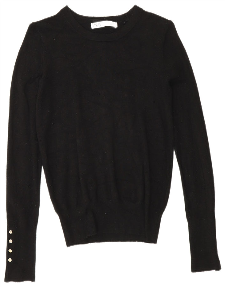 Zara Damen-Pullover mit U-Boot-Ausschnitt, Gr. 10, Größe S, Schwarz