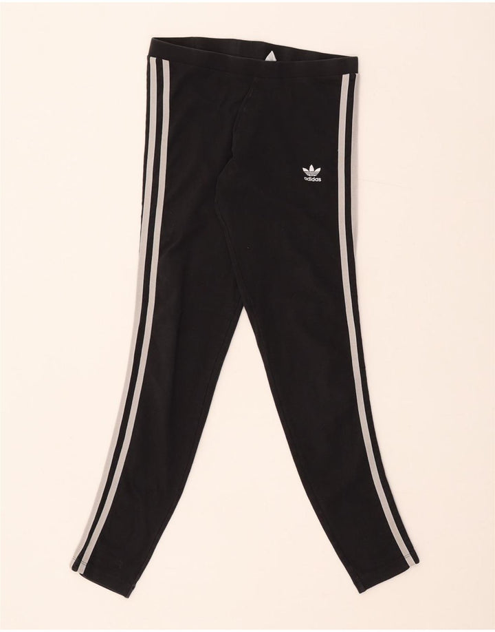Adidas Damen Leggings UK 8 Small Schwarz Baumwolle
