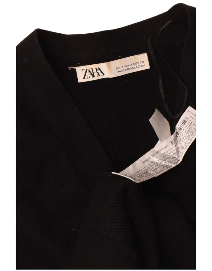Zara Damen-Cardigan-Pullover UK 14 Mittelschwarze Viskose
