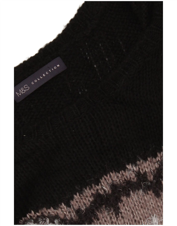 Marks & Spencer Damen-Pullover mit grafischem U-Boot-Ausschnitt, Gr. 14, mittelschwarz